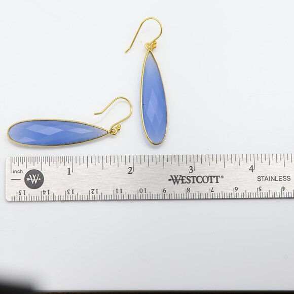 Blue Dangle Earrings Sterling Silver chalcedony Chandelier Earring - Picture 8 of 8